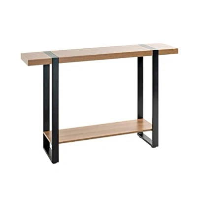 Image of HAKU Mobel Console Oak, Black, Metal, Particleboard Size: W 120 cm X H 82 D 30 cm, Style: Modern