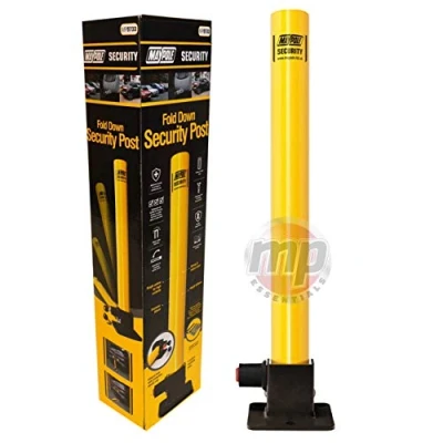 Image of MP Essential Heavy Duty Steel Folding Fold Down Driveway Parking Barrier Security Post with Integral Lock (1)