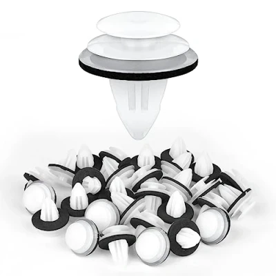 Image of URAQT Auto Body Fastener, 50pcs Universal Car Rivet Clip Kit, White Bumper Fasteners Interior Trim Panel Retainers, Compatible with Boots, Doors or Panels