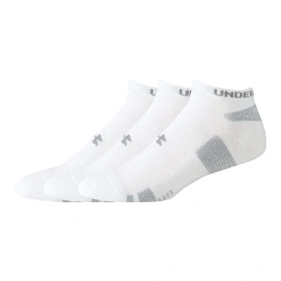 Image of Under Armour Boy&#039;s UA HeatGear No Show Socks (Pack of 3) White, Large