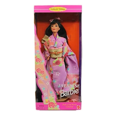 Image of Barbie Collector Edition Dolls Of The World Japanese Doll By Mattel in 1995 box is poor condition