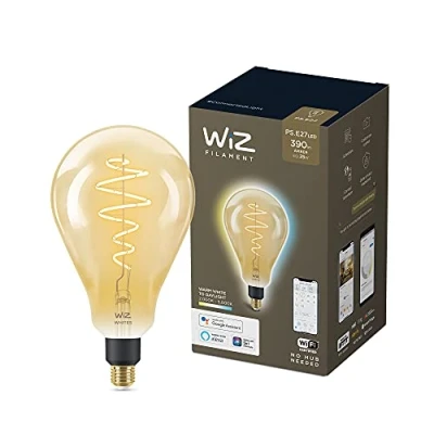 Image of WiZ Smart Bulb, E27, Amber PS160 LED Warm to Cool White, Dimmable, Connected WiFi Works with Alexa, Google Assistant &amp; HomeKit, App Control Livingroom, Bedroom, Energy Monitoring
