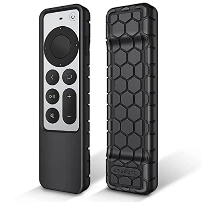 Image of Fintie Remote Control Case for Apple TV 4K / HD Siri 2022 2021 (3rd 2nd Gen) [Beehive Series] Lightweight Non Slip Shockproof Silicone Protective Slim Cover, Black