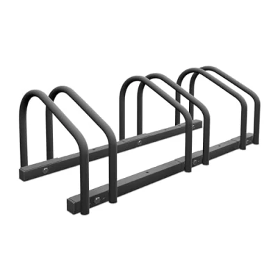 Image of Relaxdays Floor Bike Rack, for 3 Bicycles, Wheel Width up to 60mm, Metal, Outdoor Parking Stand, Garage, Anthracite, Steel, 27 x 67.5 33 cm