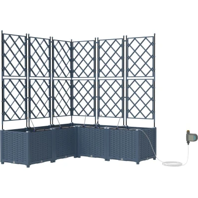 Image of vidaXL Garden Planters with Water Irrigation System 5 pcs Grey