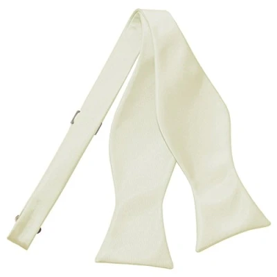 Image of DQT Men Self Tied Plain Satin Tuxedo Bow Tie Ivory