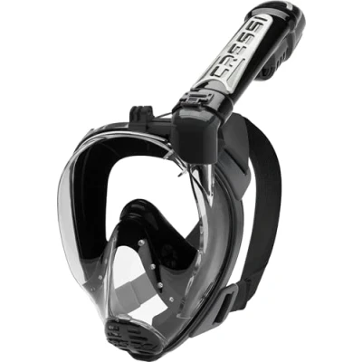 Image of Cressi Duke Full Face Snorkel Dry Mask Available in Standard Version or with Action Cam Holder, Adult Unisex, Black / Black, S/M