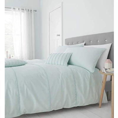 Image of Catherine Lansfield Pom Easy Care Double Duvet Set Mint