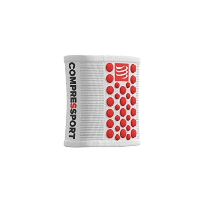 Image of COMPRESSPORT Unisex Sweatbands 3d.dots Mu equera antitranspiraction multideporte, White Red, Talla Unica UK
