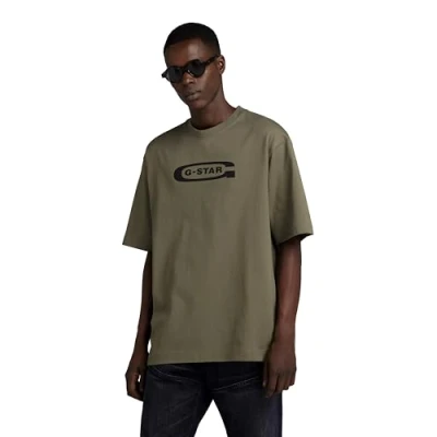 Image of G STAR RAW Men&#039;s Old School Logo Boxy T Shirt, Brown (turf D23904 C336 273), L