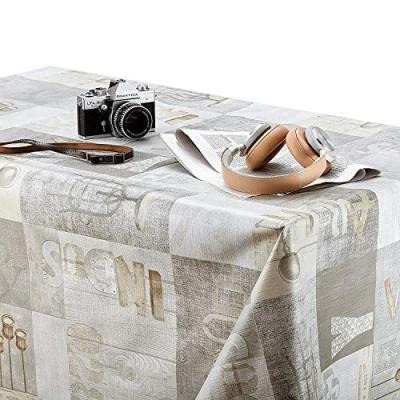Image of KP HOME Waterproof PVC Table Cloth Rectangle Oilcloth 78 X 55 in 200 140 cm Industrial Rustic Loft Wood Wipeable Tablecloth Garden Plastic Cover Wipe Clean Grey Brown