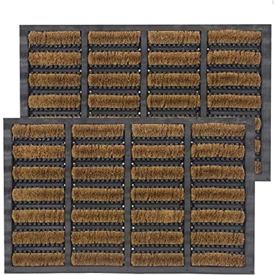 Image of Nimbus Tuff Scrape Doormat 100% Natural Coir Front Door Mat with Rubber Backing Heavy Duty Mud Scrubber Outdoor Doormats Machine Washable Super Absorbent Non Slip Floor 40 X 60 Cm (Pack of 2)