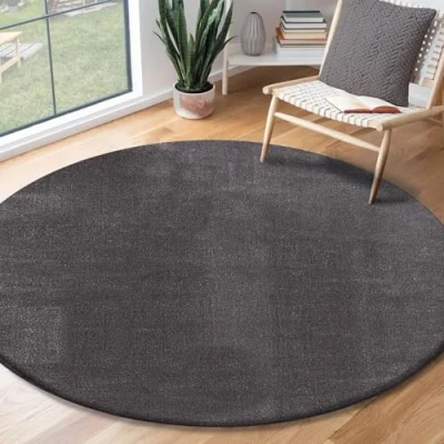 Image of the carpet Relax Rug, Modern, Fluffy, Short Pile, Non Slip Underside, Washable up to 30C, Super Soft, Fur Look, Anthracite, 160 cm, Round