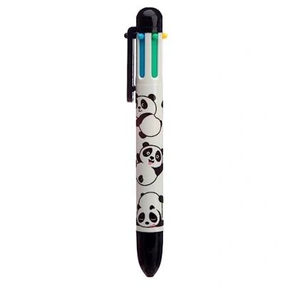 Image of Puckator Panda Multi Colour Pen (6 Colours) Great Gifts for Students From Teachers Multicolour End of term Pupils Coloured as Class Student Starter Pack