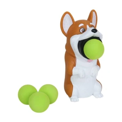 Image of Zing Popper Toy Launches Foam Balls Up to 20 Feet Fun Indoor and Outdoor Game for Kids Includes 4 (Corgi)