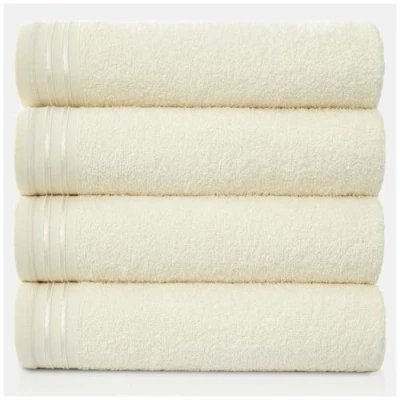 Image of GC GAVENO CAVAILIA Large Towels Bath Sheet Highly Absorbent Egyptian Cotton Towel Set 4 Pack Extra Soft Cream Quick Dry Sheets 450 GSM Washable Towels, 75X135 Cm