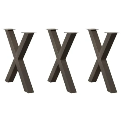 Image of vidaXL Dining Table Legs X Shaped Steel Supports/Natural Finish/Adjustable Levelers 70x(72 73) cm for Desk/Office/Living Room