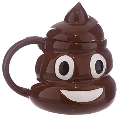 Image of Puckator Emotive Poop Ceramic Shaped Tea Coffee Mug with Lid Funny Home Accessories Cute Gifts for Girlfriend Large Mugs Men Women Hot Drinks Cups Presents Secret Santa Gift Cup Set