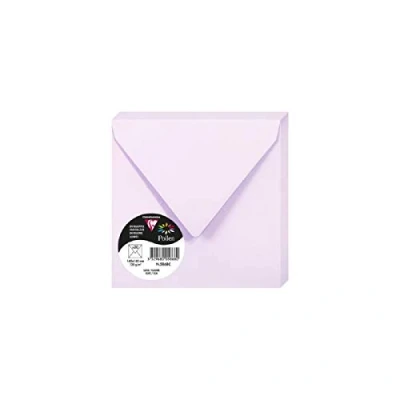 Image of Clairefontaine Ref 5868C Pollen Envelopes (Pack of 20) 140 x 140mm Sized, 120gsm Paper, Gummed Seal, Inkjet &amp; Laser Printer Compatible, Acid Free Lilac