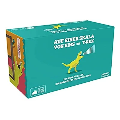 Image of Exploding Kittens On a Scale From One to T rex Party Game Card 2 8 Players 7+ Years 15+ Minutes German