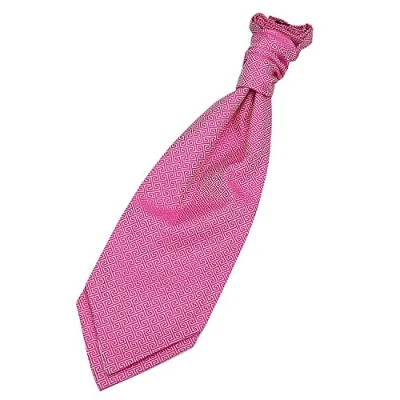 Image of DQT Greek Key Patterned Formal Wedding Scrunchie Pre tied Cravat for Men Fuchsia Pink
