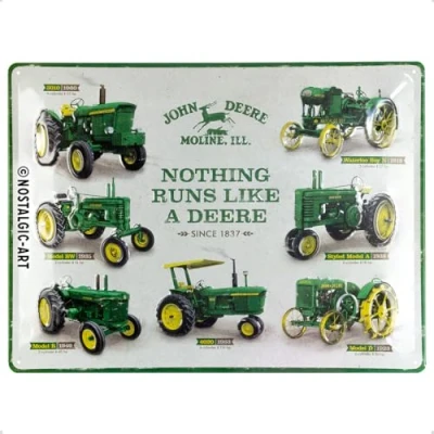 Image of Nostalgic Art Retro Tin Sign John Deere Model Chart Gift idea for tractor fans, Metal Plaque, 30 x 40 cm