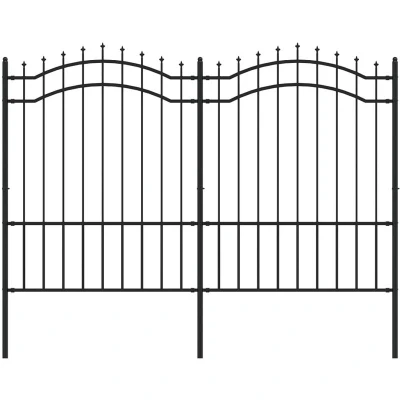 Image of vidaXL Garden Fence with Spear Top Black 190 cm Powder coated Steel