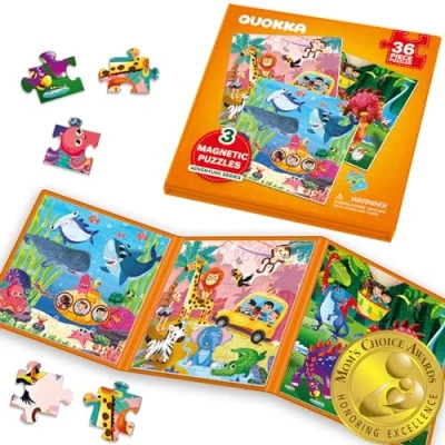 Image of Magnetic Puzzles for 2 3 4 Year Olds Travel Toys Toddlers on Plane Car Ride by QUOKKA 36 Pieces Magnet Jigsaw Games Kids Age 5 Gift Brain Teaser Boys and Girls