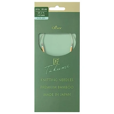 Image of Clover Takumi PRO Circular Knitting Needles, 24in US 2 1/2 / 3.0 mm, Bamboo, 1 Pack