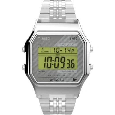 Image of Timex T80 34mm Watch Silver Tone with Stainless Steel Bracelet TW2R79300
