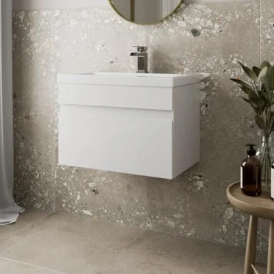 Image of Artis 600mm Bathroom Vanity Unit Basin Storage Wall Hung Cabinet Furniture White Gloss