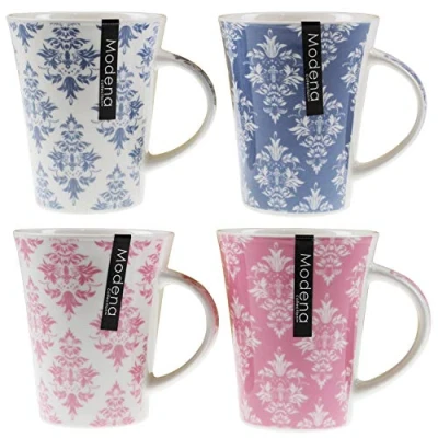 Image of New Bone China Mugs Set of 4 Tea Coffee Mug Hot Drinks Cups