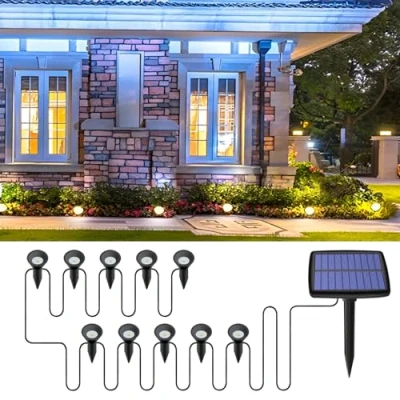 Image of Solar Lights Outdoor Garden, 10 LED Garden for Outdoor, Powered Waterproof, Ground Yard Lawn Pathway Patio, 3000K Warm White