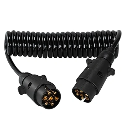 Image of Voilamart 3M 7Pin Trailer Extension Cable with Adapter Plug Socket Connector,7 Core Towing Caravan Truck RV Electrical Wiring Connector for Truck(Male to Male)