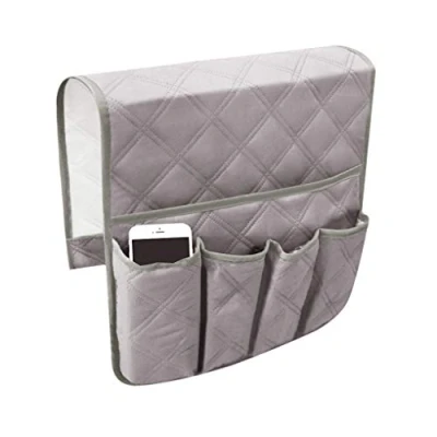 Image of Sofa Chair Armrest Organizer Anti Slip Caddy Pocket Hanging Storage Bag Space Saver Fits for Cellphone Books Magazines iPad TV Remote Control Holder Couch Armchair Cover