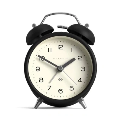 Image of NEWGATE ® Charlie Bell Echo Alarm Small contemporary Bedside Clock Bedroom Accessories Clocks Desk Mantel Arabic numerals (Black)