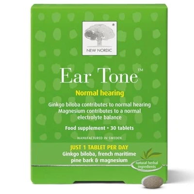 Image of New Nordic Ear Tone, Supports Normal Hearing, with Ginko Bilboa and Magnesium for Electrolyte Balance, 30 Tablets