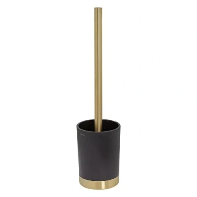Image of Tiger Tune Toilet Brush and Holder, Freestanding, Brass Brushed,Black, 9.1 x 37.9 cm