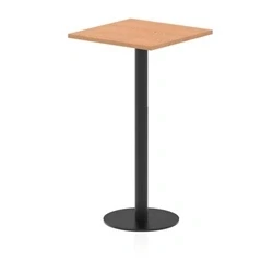 Image of Italia 600mm Poseur Square Table Oak Top 1145mm High Black Leg
