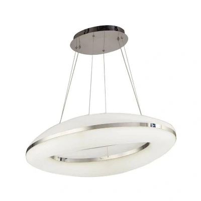 Image of Oakley Ceiling Pendant 80W LED 3000K, 6400lm, Polished Chrome, Frosted Acrylic