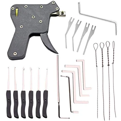 Image of Loboo Idea Locksmith Tool Door Lock Opener Kit, Including A Pick Gun, 10 Pieces Broken Key Extractor Kit and 5 Tension Wrenches for Pro Beginners