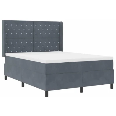 Image of vidaXL Box Spring Bed with Mattress Dark Grey 140x190 cm Velvet