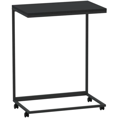 Image of Side Table with Wheels Black 55x35x70 cm Engineered Wood