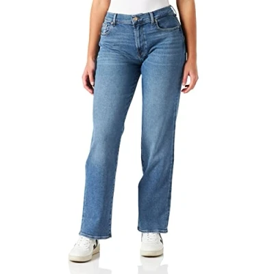 Image of 7 For All Mankind Women&#039;s Ellie Straight Luxe Vintage Jeans, Mid Blue, Regular