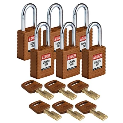 Image of SafeKey Nylon Padlock, 38mm x 84mm 19mm, Brown, Pack of 6