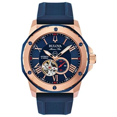 Image of Bulova Mens Analogue Automatic Watch with Silicone Strap 98A227