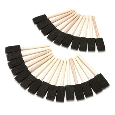 Image of CENPEK 20 Pack Foam Paint Brushes Wood Handle Sponge Brush Set Painting Tool for Acrylics, Oils, Stains and Watercolours Arts Craft Supplies