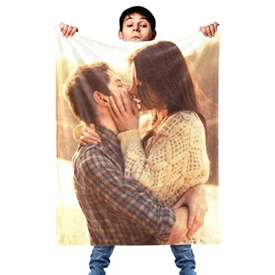 Image of gue Personalised customised Blanket from photo, Custom Flannel Throw Personalized Photo Fleece Blankets Sofa Gift (80x120cm/32 x47)