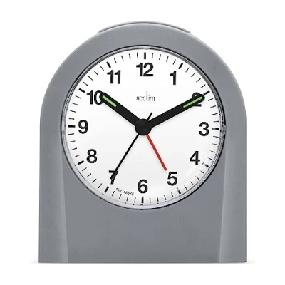 Image of Acctim Palma Analogue Alarm Clock Quartz Luminous Hands (Grey)