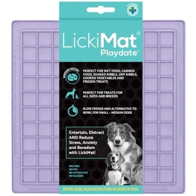 Image of LickiMat Classic Pastel Colours Playdate, Dog Feeding Mat for Boredom &amp; Anxiety Relief, Ideal Food, Yoghurt or Peanut Butter, Lick Mats, Fun Alternative to Slow Feeder Bowl, Lavender